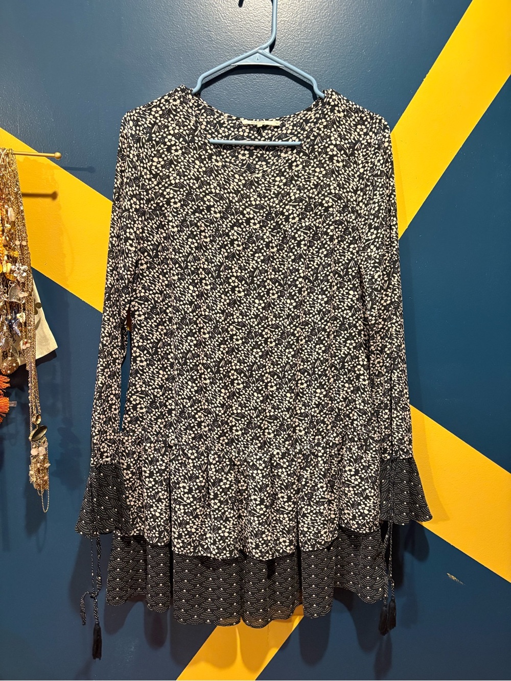 Tularosa Berkley Navy & White Long Sleeve Mini Dress NWOT